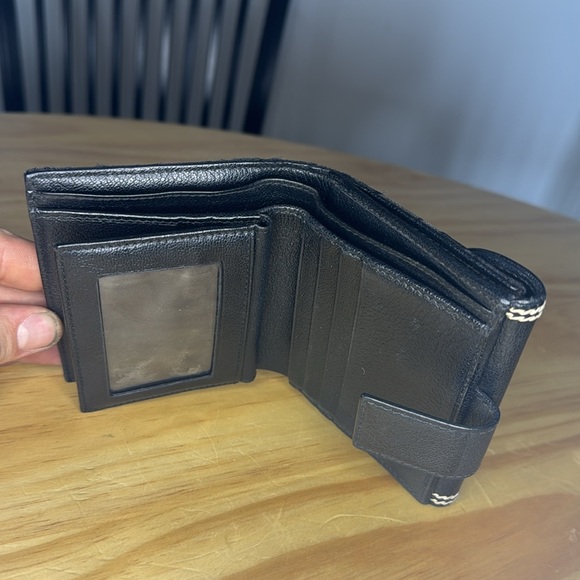 Authentic Christian Dior Trotter Saddle Wallet Black Canvas Floral Embroidery - Picture 6 of 9